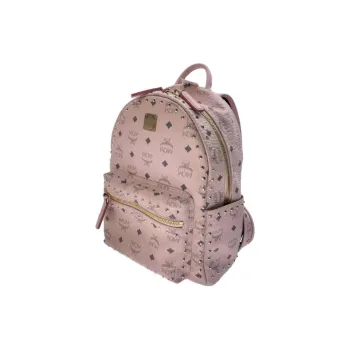 MCM Stark Visetos PVC Leather Backpack Women's Soft Pink