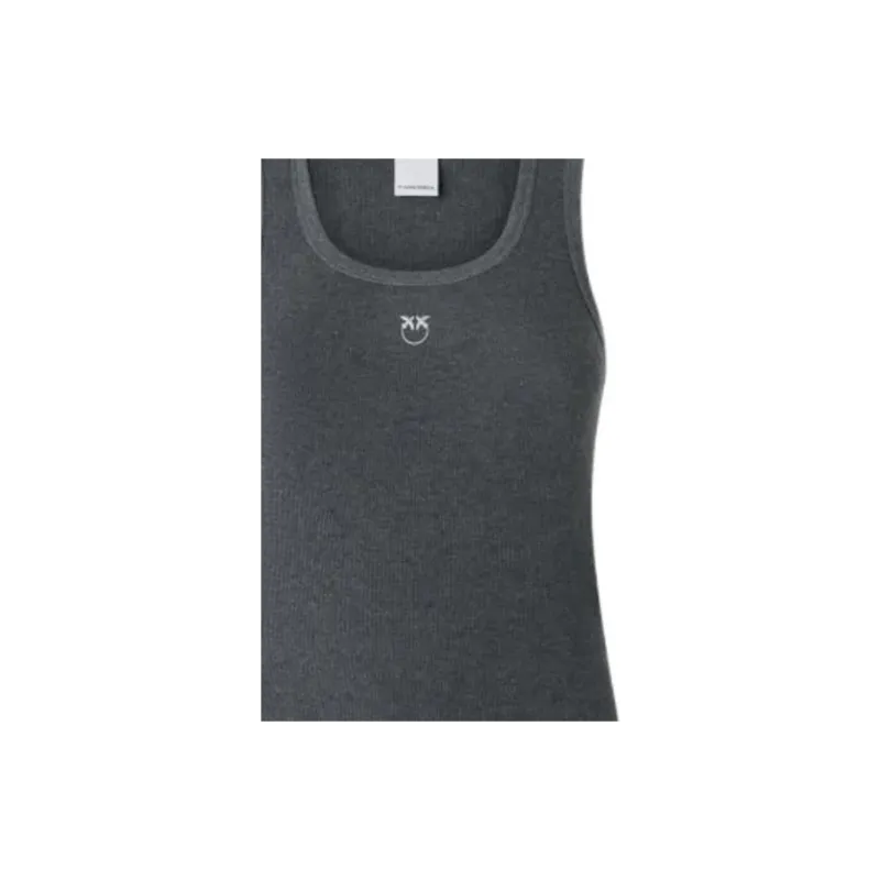 PINKO Calcolatore Logo Printed Ribbed Tank Top-7