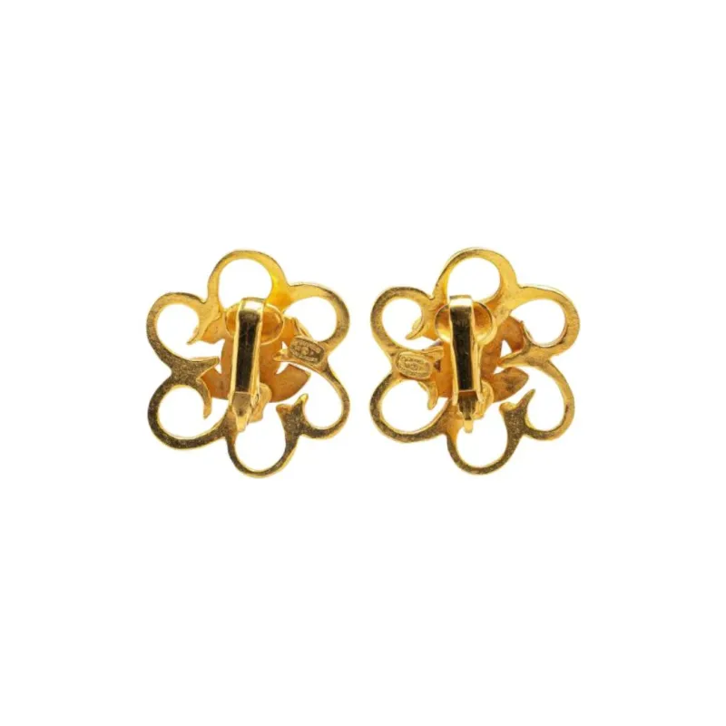 CHANEL 1996 Plated Cc Spinner Clip On Costume Earrings-1