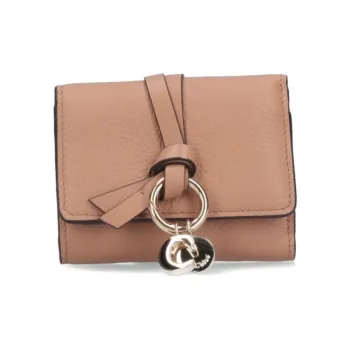 Chloe Alphabet Calfskin Wallet Women's Light Brown