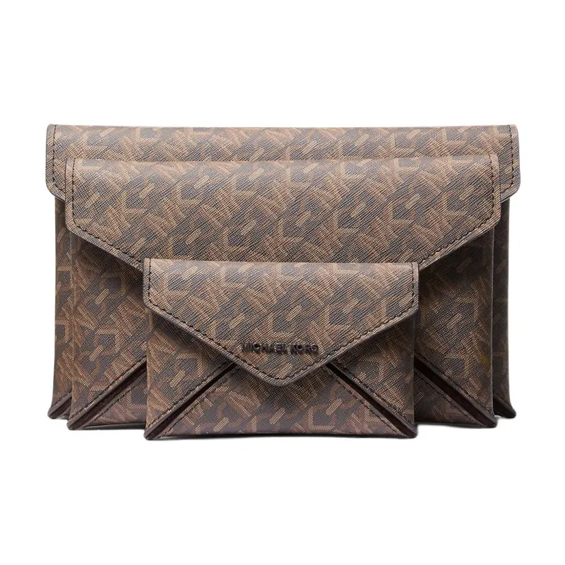 MICHAEL KORS Jordi Coated Canvas Small Lazy Bag Wallet Unisex Brown-1