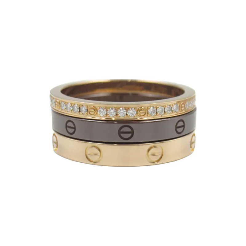 Cartier 2010s Pre-owned 18kt Rose Gold Love Three Diamond Ring-2