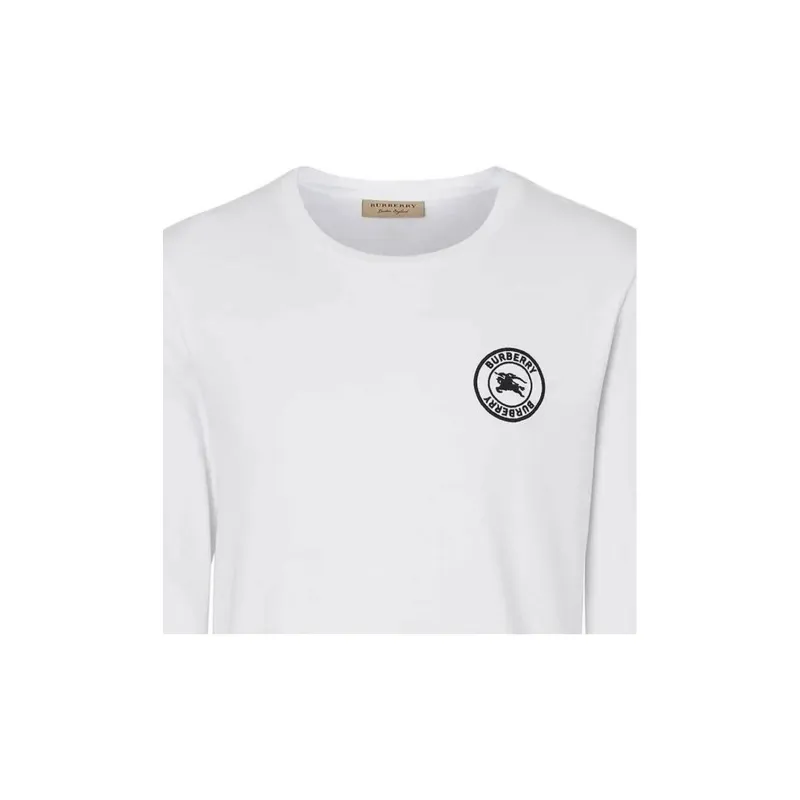 Burberry Embroidered Logo Cotton Long Sleeve T shirt-5