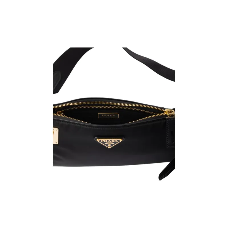 PRADA Recycled Polyamide Shoulder Bag Small Size Unisex Black-3