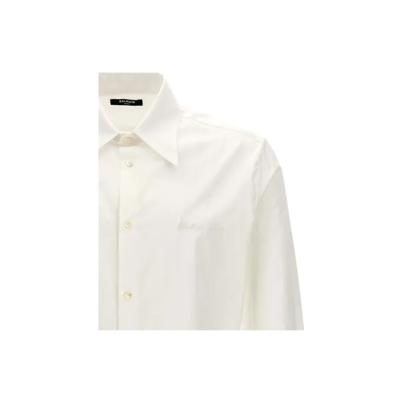 BALMAIN Logo Embroidered Buttoned Shirt-5