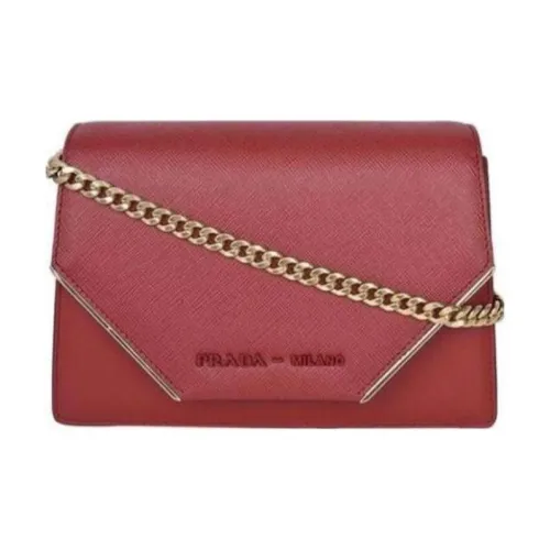 PRADA Leather Crossbody Bag Shoulder Bag Women's Dark Red