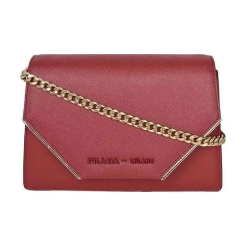 PRADA Leather Crossbody Bag, Shoulder Bag Women's Dark Red-0
