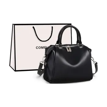 COMELY Cow Leather Patchwork Synthetic Leather One Shoulder Handbags Regular Women's Black