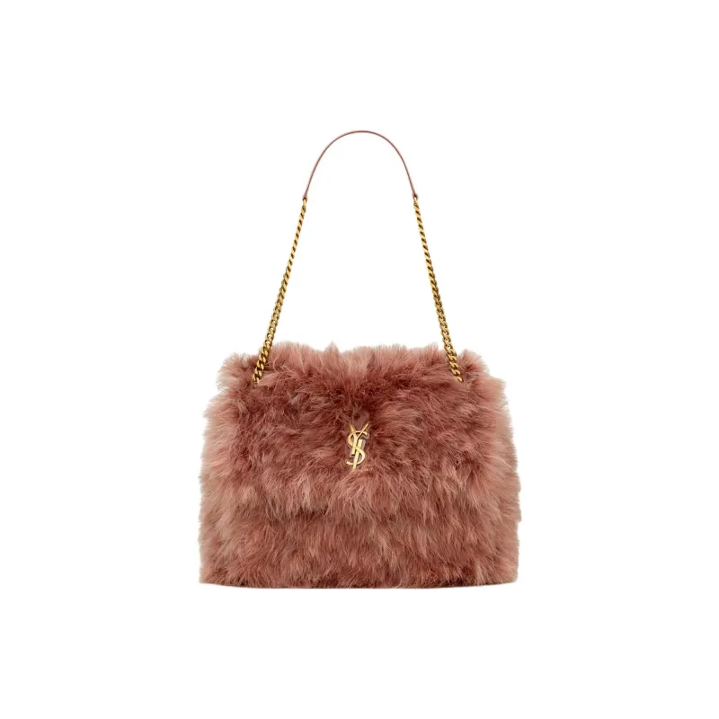SAINT LAURENT Niki Feather Shoulder Bag Women's Pink Brown-0