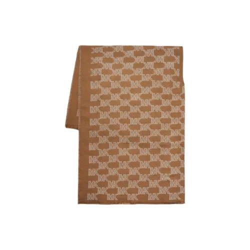 MICHAEL KORS Acrylic Knit Scarves Women's Camel/White