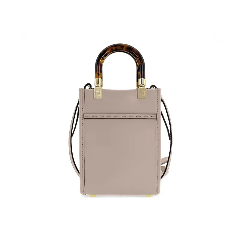FENDI Cow Leather Tote Bag Shopping Bag Handbag Shoulder Bag Crossbody Bag Mini Women's Gray-4