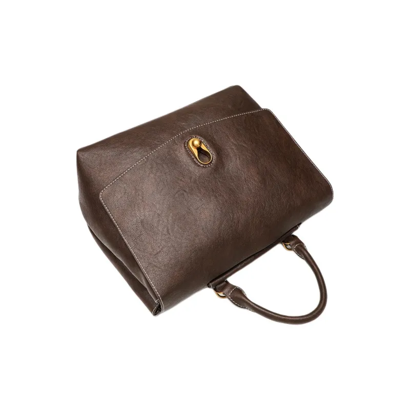 GELANNI Polyurethane Patchwork With Cow Leather Backpack Unisex Coffee-6