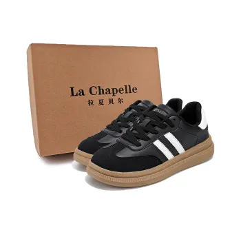 La Chapelle Versatile German Army Trainers Anti Slip Wear Resistant Low Top Skateboard Shoes Women's Black White