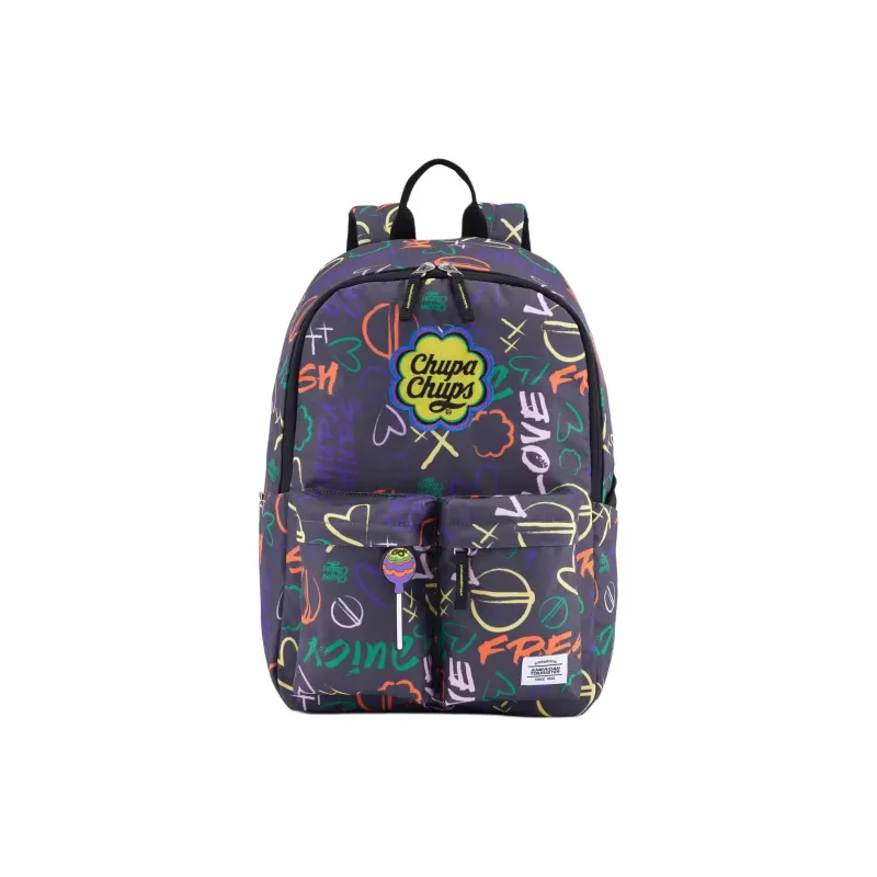AMERICAN TOURISTER Fabric Backpack Unisex Asphalt Black & Yellow-0