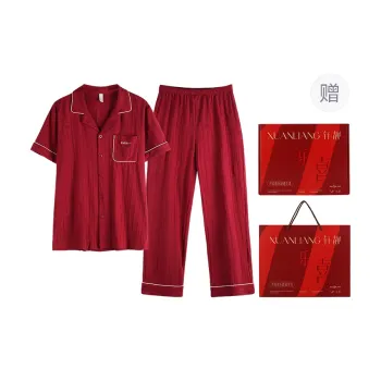 Xuan Liang Pajama Set Unisex Gift Box Set Maroon