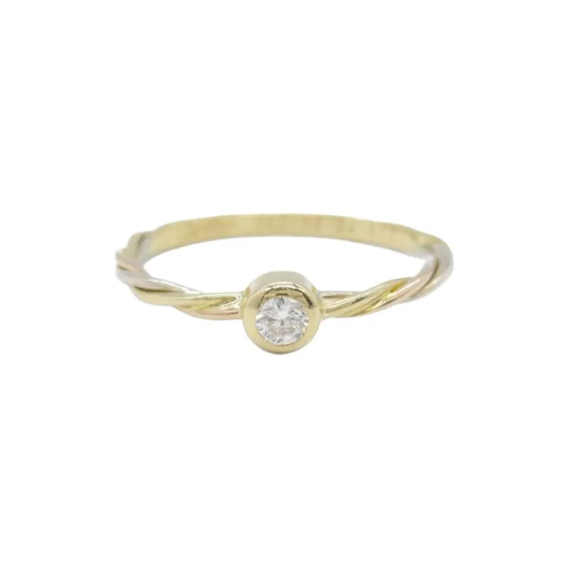 Cartier 2010s 18K Yellow Gold Twist Diamond Ring-2