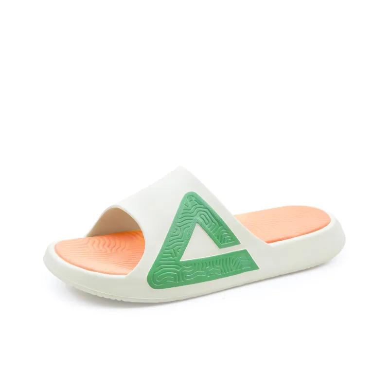 PEAK Tai Ji1.0 Quiet Slip Resistant Odor Resistant Slide Slippers Men's White Orange Green-2