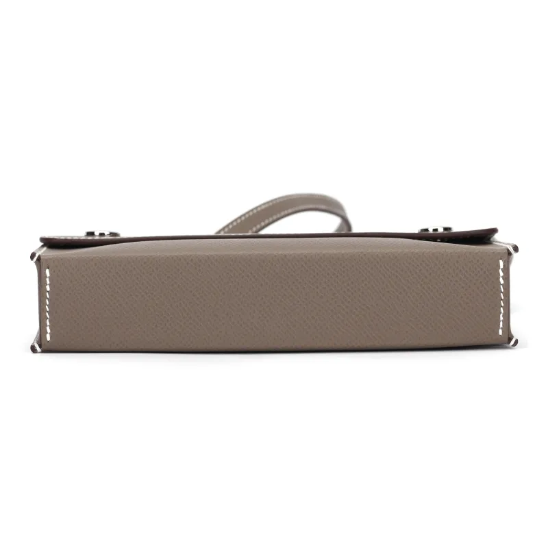 HERMES Hermèsnap Epsom Calfskin Wallets Shoulder Bag Crossbody Bag Men's 18 Etoupe Elephant Gray-4