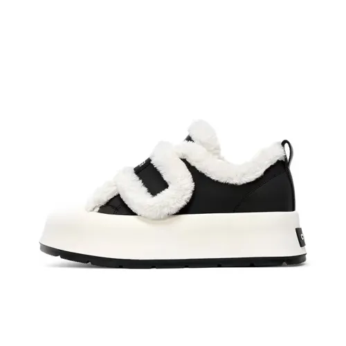WJA Warm Cushioning Height Increasing Wear Resistant Slip Resistant Low Top Skateboard Shoes Women's White
