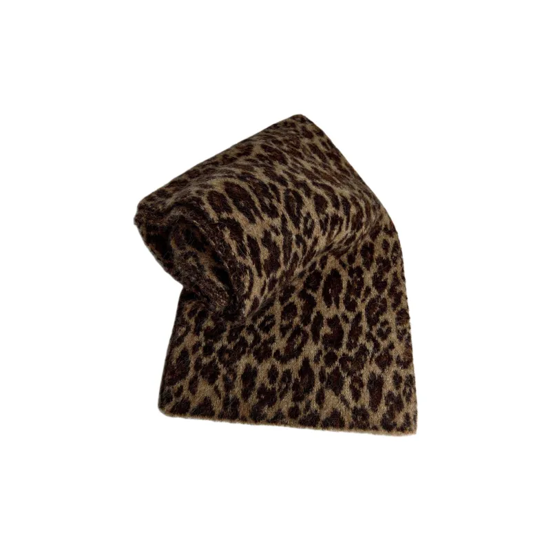 ZARA Wool Blend Knit Scarves Women's Leopard-1