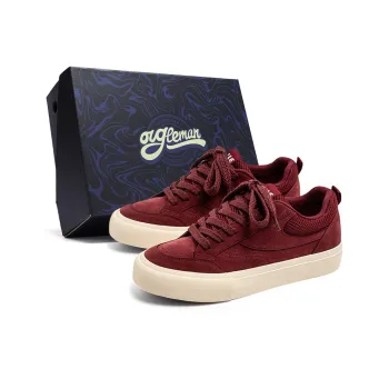 OUGLEMEN Red Snake Welcoming Spring Collection Lightweight And Breathable Low Top Skateboard Shoes Men's