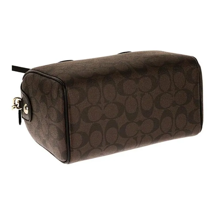 COACH Bennett Monogram Canvas, Leather PVC Handbag Mini Women's Dark Brown-2