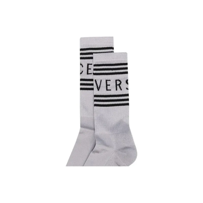 VERSACE Mid Calf Socks Men's 1 Pack Light Gray-2