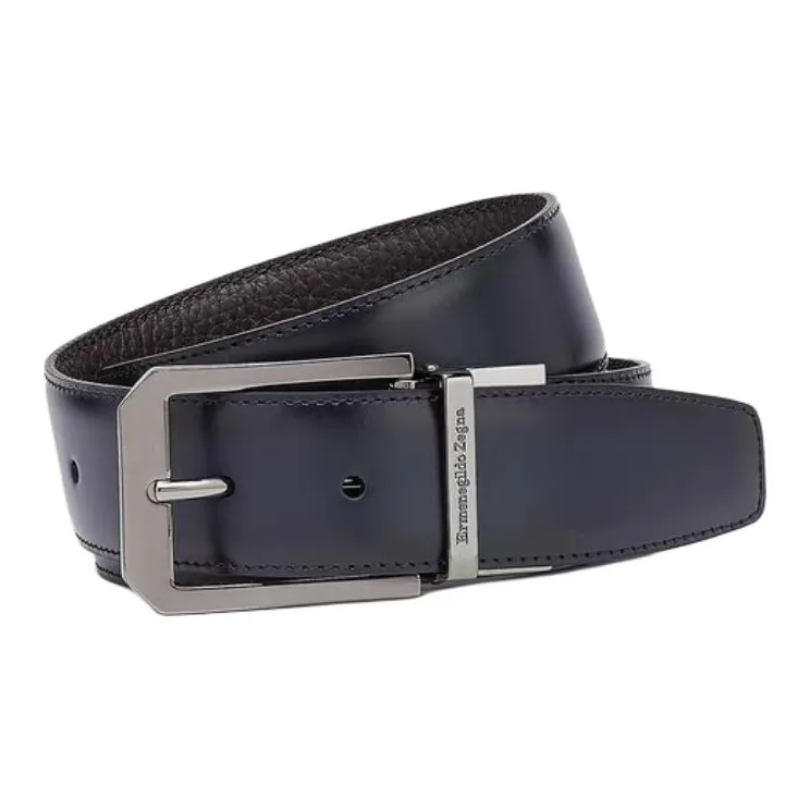 Zegna Grained Leather Reversible Belt-0