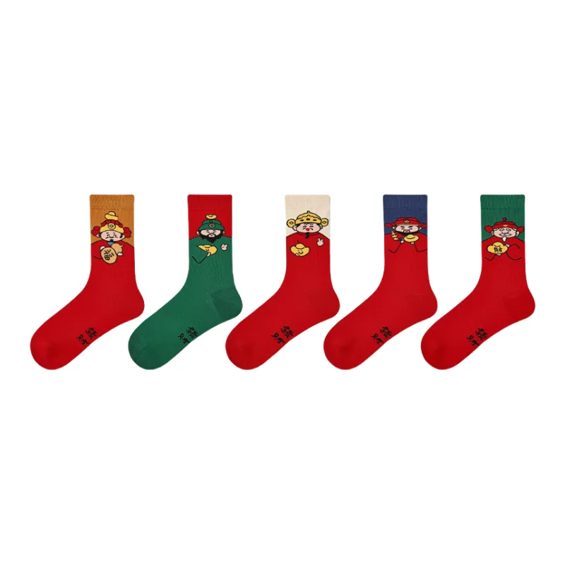 Vine Color Mid Calf Socks Unisex 5 Pack-0