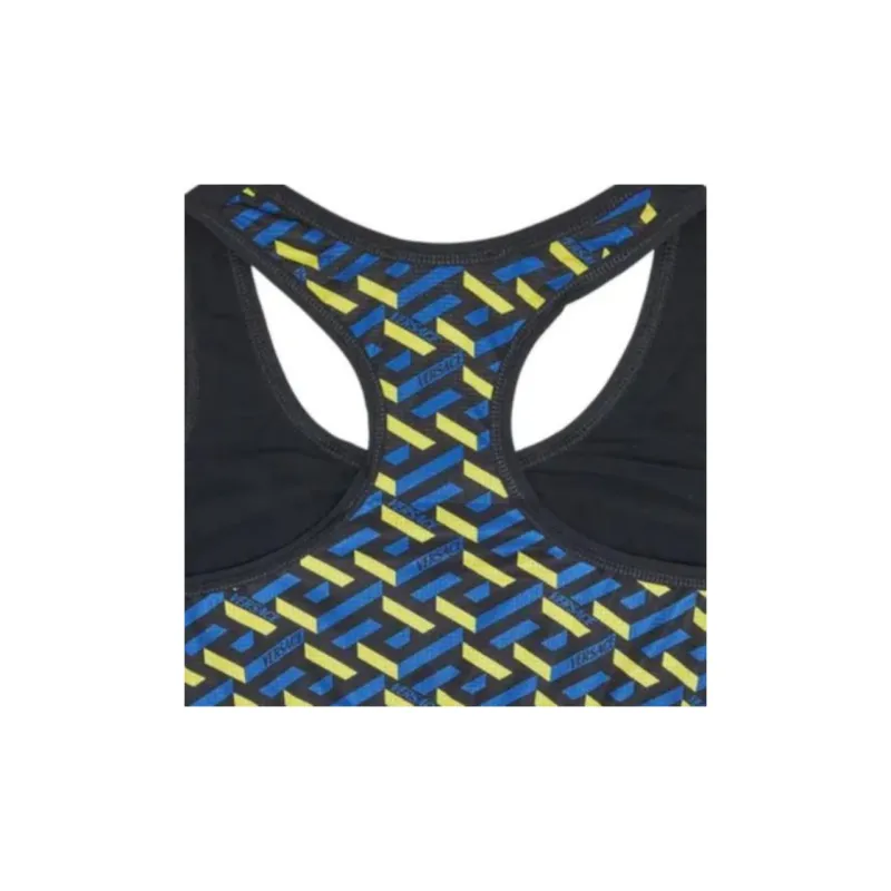 VERSACE Monogram Print Sports Bra 'Black/Print'-4