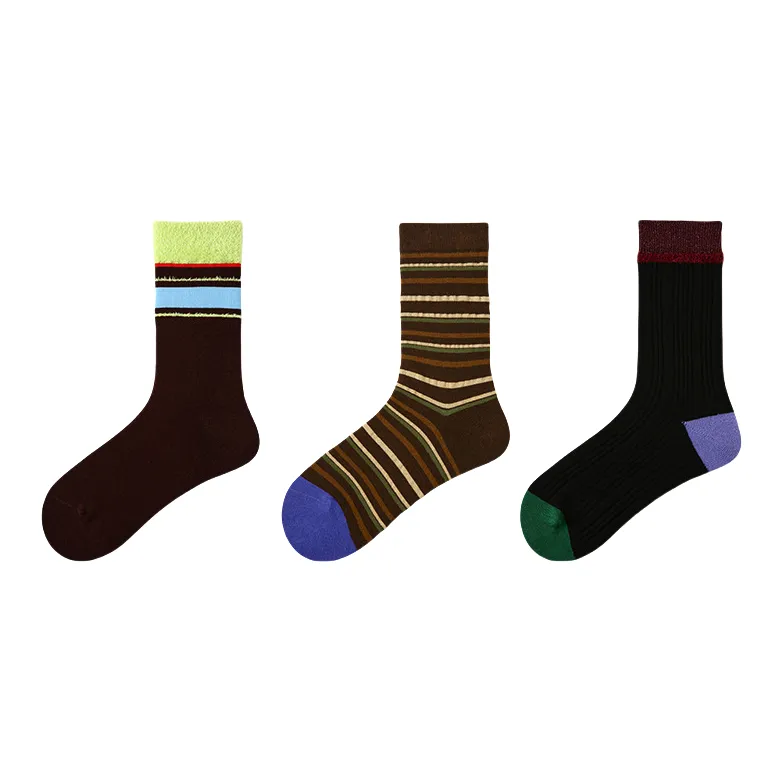 Vine Color Mid Calf Socks Unisex 3 Pack-3
