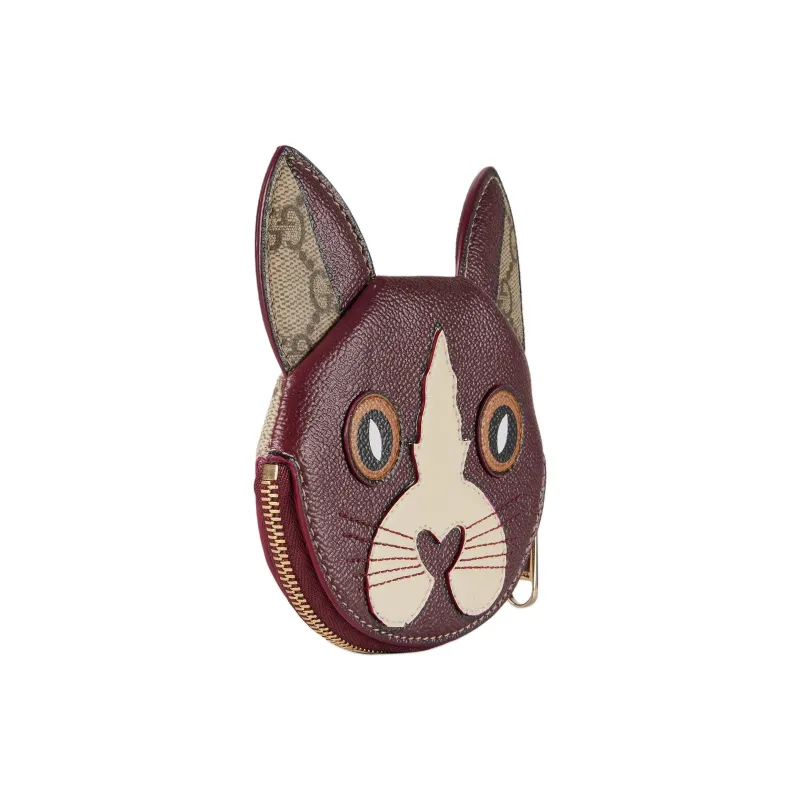 GUCCI Coated Canvas Coin Purse Women's Beige & Dark Brown-1