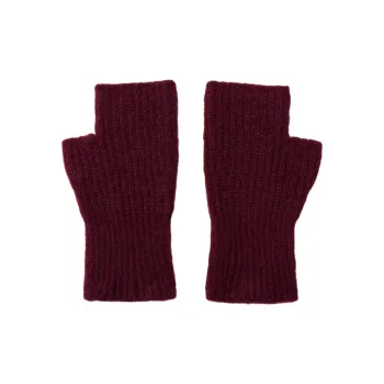 ZARA Polyamide Acrylic Wool Polyester Wool Blend Knit Gloves Women's Burgundy Red