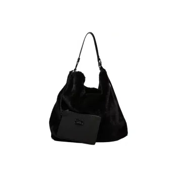 ZARA Polyester Bucket Bag Handbag Shoulder Bag Large Size Women's Black