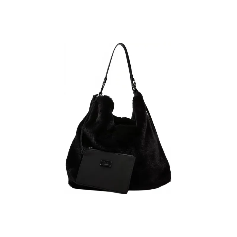 ZARA Polyester Bucket Bag Handbag Shoulder Bag Large Size Women's Black-0