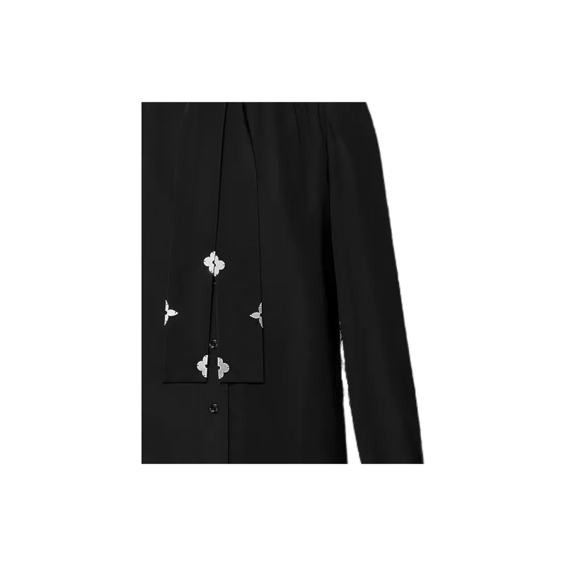 LOUIS VUITTON Monogram Accent Lavallière Blouse-4