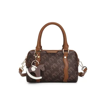 MEXICAN Polyurethane Boston Bag Handbags Women's Coffee/Khaki Gray