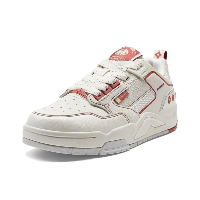 XTEP New Light Anti Slip And Wear Resistant Coverage Low Top Skateboard Shoes Women's White Red-1