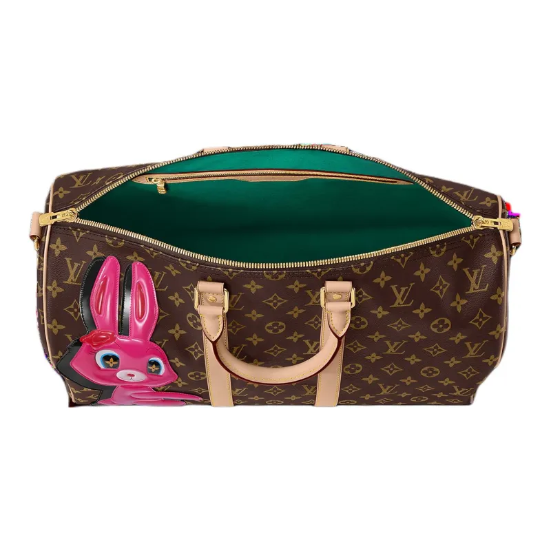 LOUIS VUITTON Sun Yitian Collaboration Keepall Leather Trim One Shoulder Crossbody Portable Travel Bag Women's-2