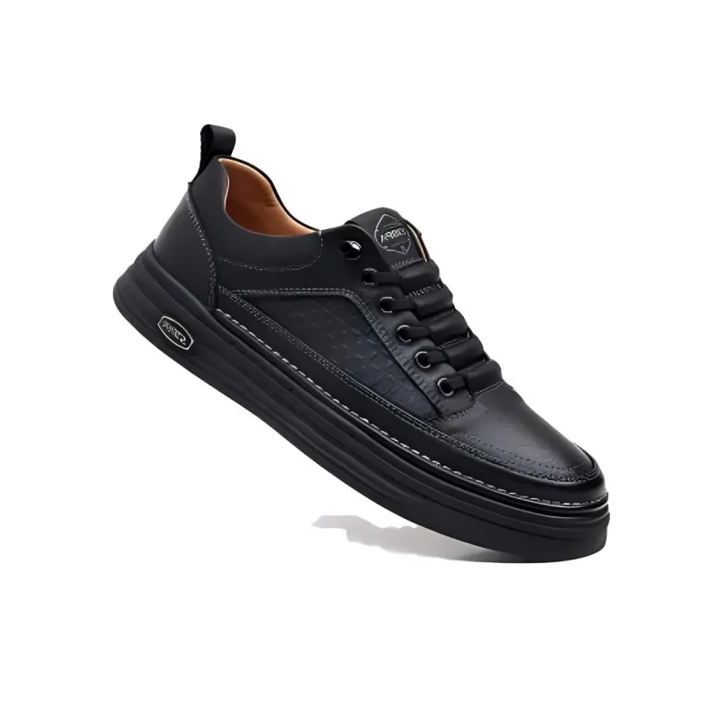 Mr. Thorn Tree Wear Resistant Cushioning Height Increasing Low Top Casual Shoes Men's Black-3