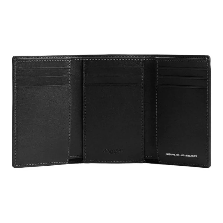 COACH Trifold Wallet Grained Leather Wallet Mini Men's Black-2