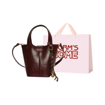 Worm's Home PU Bucket Bags Handbags Women's Ecru/Black/Burgundy/Coffee