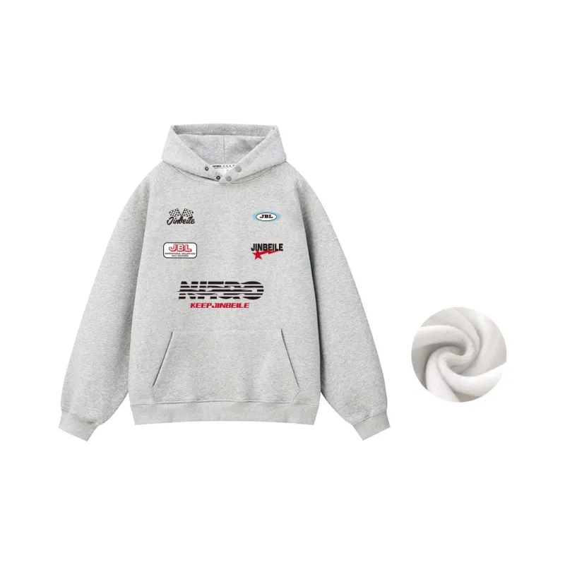 JINBEILE Sweatshirt Unisex White Heather Gray-12
