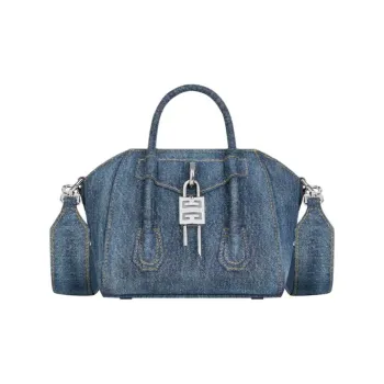 GIVENCHY Antigona Lock Cotton One Shoulder Handbags Mini Women's Dark Blue