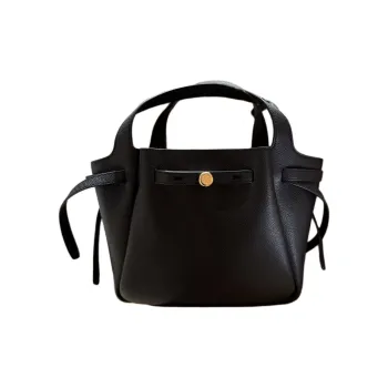 TORY BURCH Litchi Grain Leather Tote Bag, Shopping Bag, Handbag Small Size Women's Black