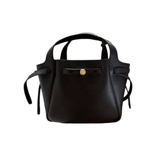 TORY BURCH Litchi Grain Leather Tote Bag, Shopping Bag, Handbag Small Size Women's Black