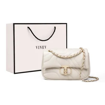 VINEY Synthetic Leather Patchwork With Cow Leather Small Square Bag Shoulder Bag Crossbody Bag Small Size Women's Black