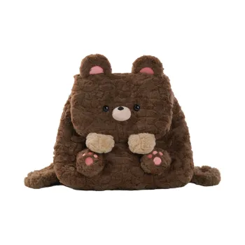 Holding Bamboo Polyester Backpack Medium Size Unisex Coffee
