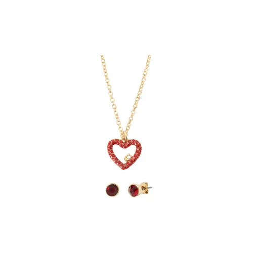 COACH Brass Stud Earrings Women's Gold/Red