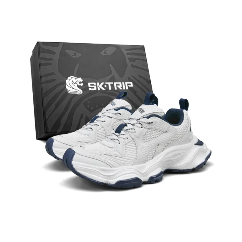 SK.TRIP Cushioned Wear-Resistant Supportive Lightweight Height Increasing Low-Top Running Shoes Unisex Titanium Gray-44